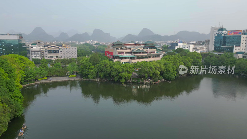 广西桂林日月双塔地标建筑航拍