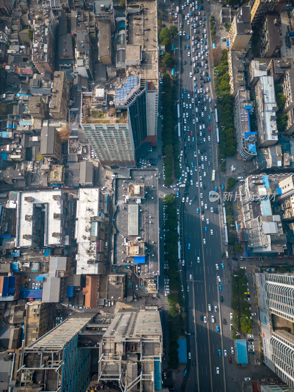 城市大道拥堵交通车辆行驶航拍长沙摄影图