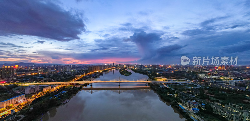 衡阳城市大桥夜景航拍