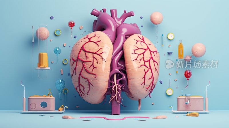 3D卡通医疗医学插，肺部