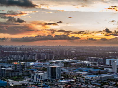 航拍上海城市风光全景