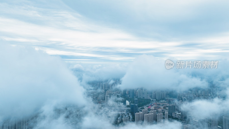 湖北武汉泛海片区阴云天气城市航拍