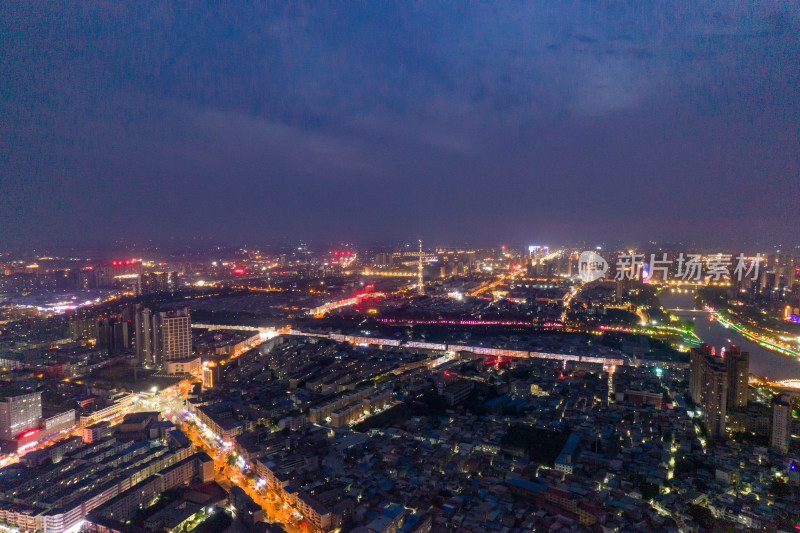 河南漯河城市大景夜景航拍图