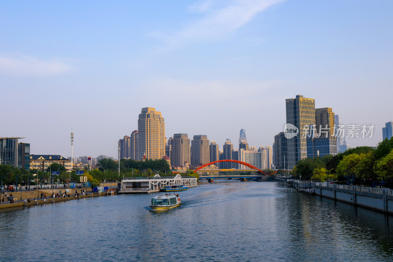 天津海河两岸现代化建设城市风光