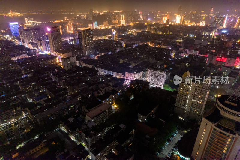 江西南昌一江两岸夜景航拍图