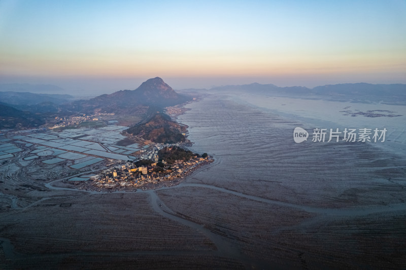 福建霞浦海岛海边滩涂日落晚霞自然风光