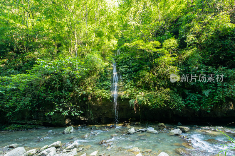 重庆黑山谷的瀑布水流景观