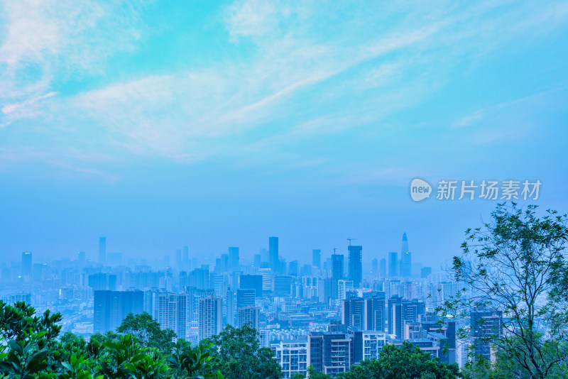 深圳南山公园看前海城市高楼建筑景观