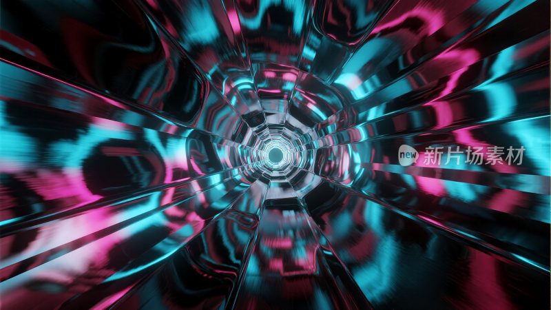 霓虹抽象隧道科幻场景