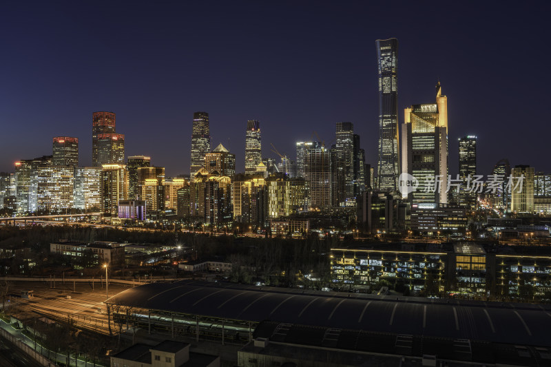 北京繁华都市夜景高楼大厦全景