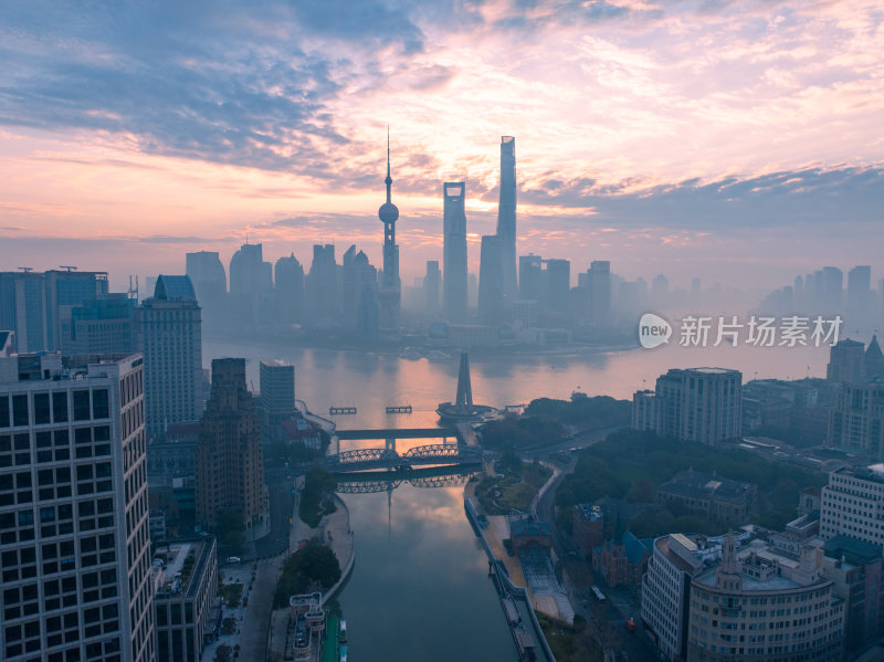 上海城市夜景陆家嘴浦西全景