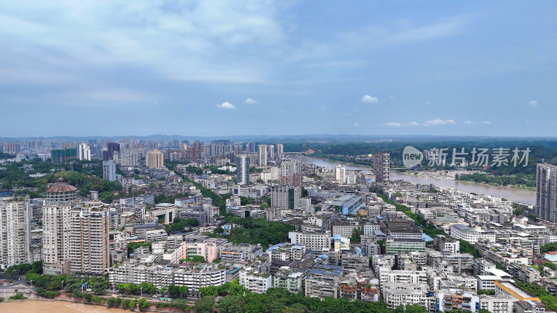 航拍四川乐山城市建设乐山大景摄影图