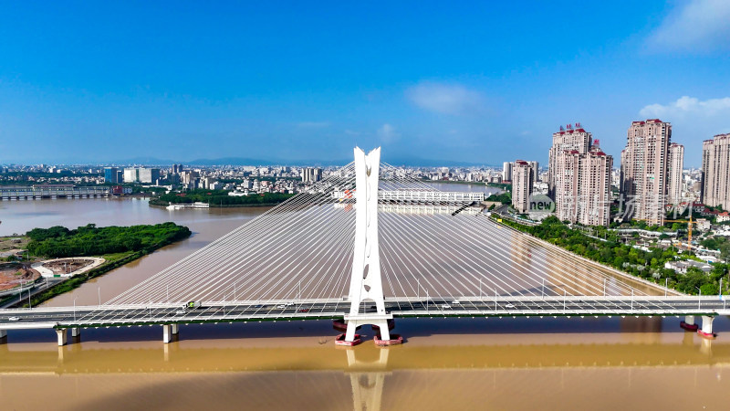 广东潮州韩江大桥地标建筑航拍