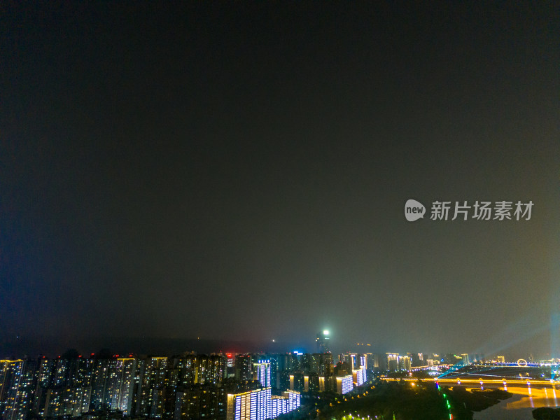 宝鸡渭河同盟大桥夜景航拍图