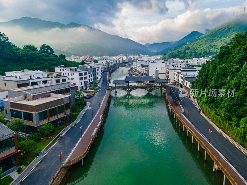 航拍信宜钱排 早上日出云雾乡村景