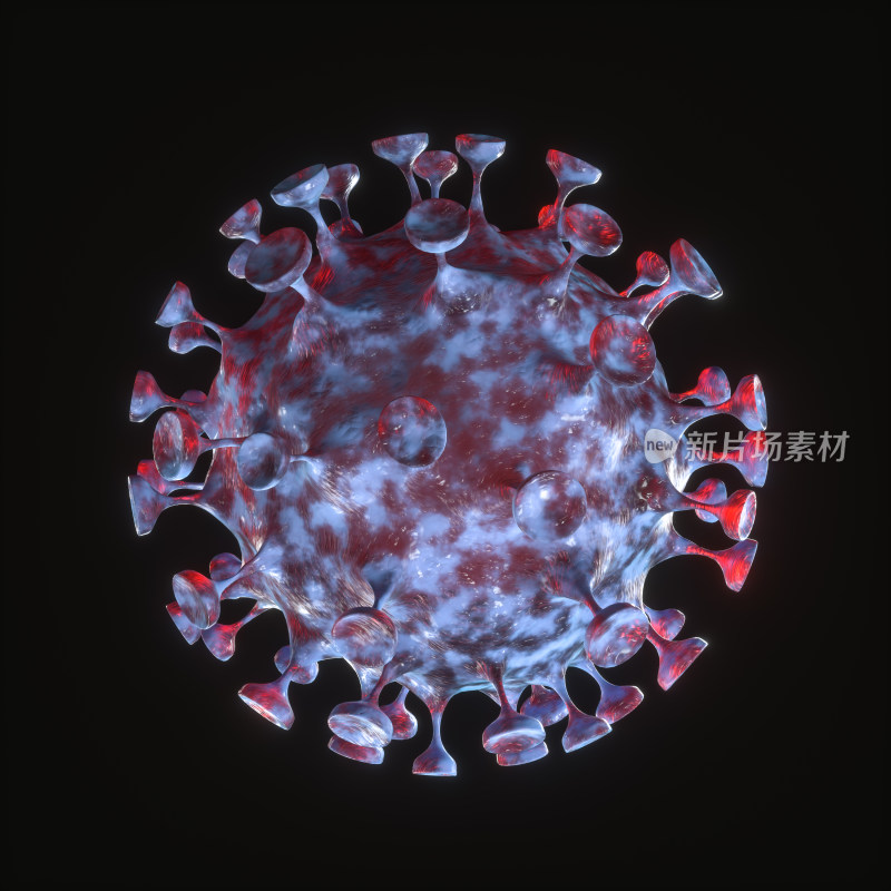 单个冠状病毒细节 三维渲染
