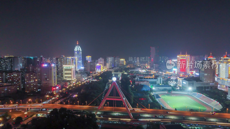 青海西宁夜景西宁中心广场西宁昆仑桥夜景