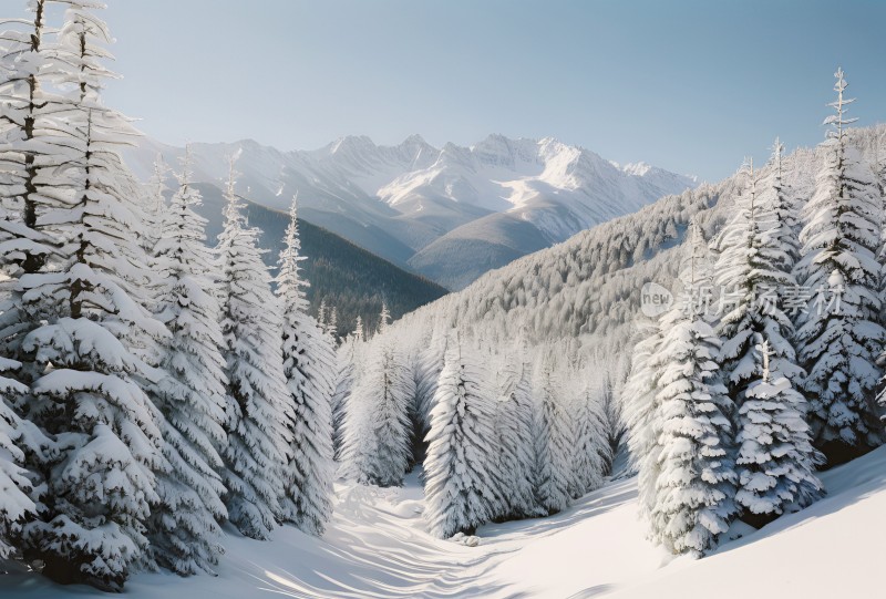 冬季森林白雪覆盖风景