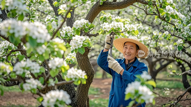 春日梨园里的梨花盛开