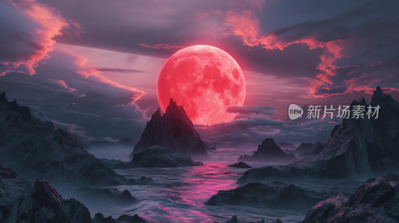 赤红月夜下的神秘海岸