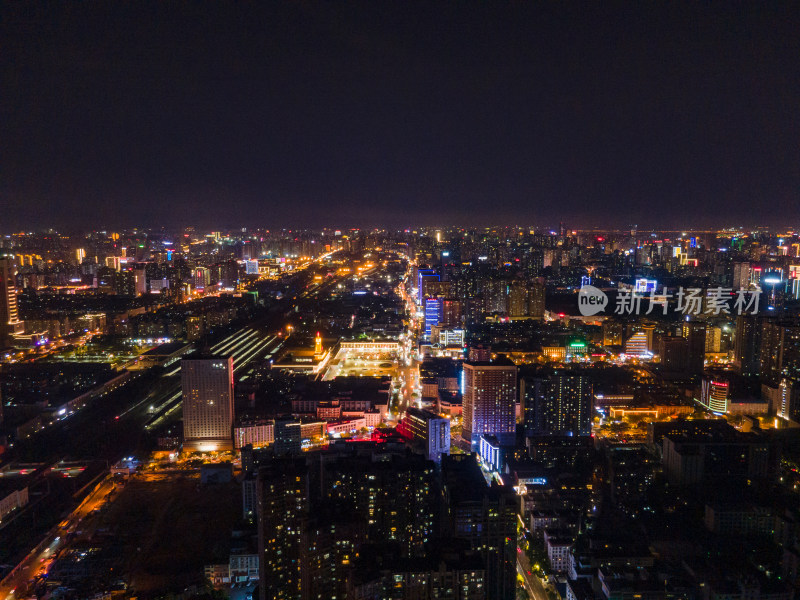 长沙CBD夜景灯光航拍图