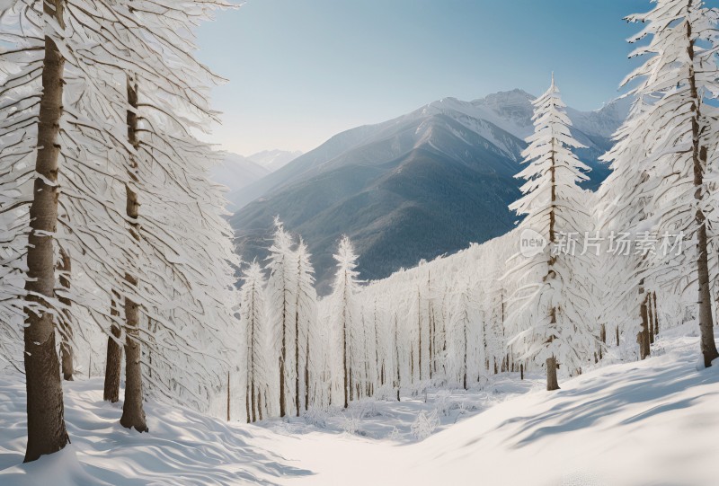 冬季森林白雪覆盖风景