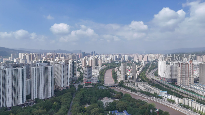 青海西宁大景青海城市建设航拍