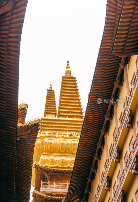 金碧辉煌的寺庙佛塔-上海静安寺