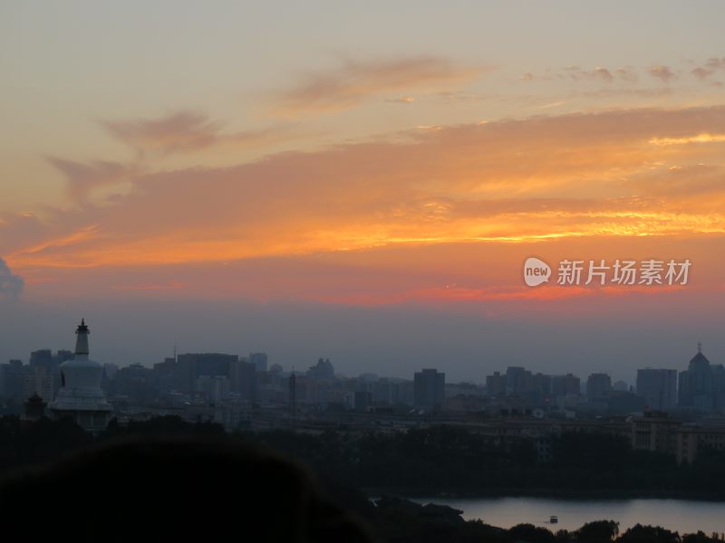 北京景山公园日落风景
