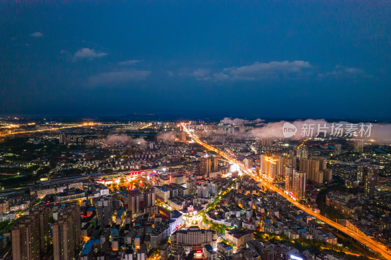 衡阳城市夜景航拍风光