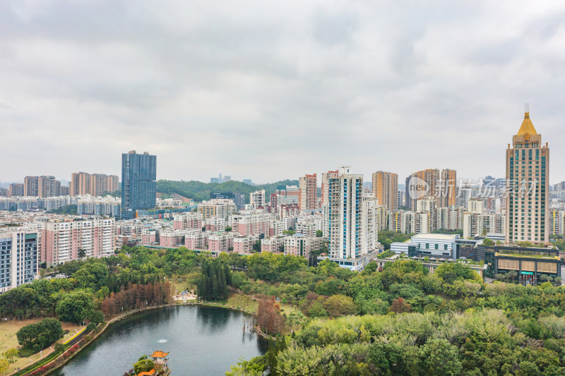 海南省三亚市三亚河两岸城市风光航拍