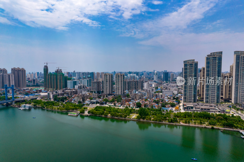 襄阳汉江高楼建筑航拍图