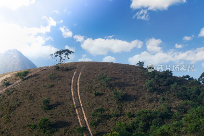 山顶上的风力发电机远景