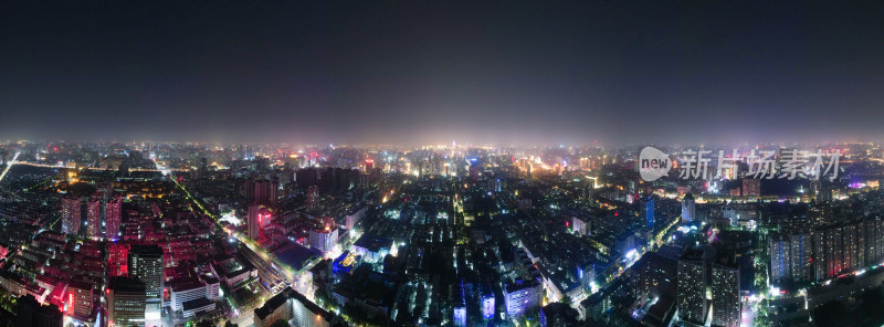航拍河南郑州城市建设郑州夜景全景图