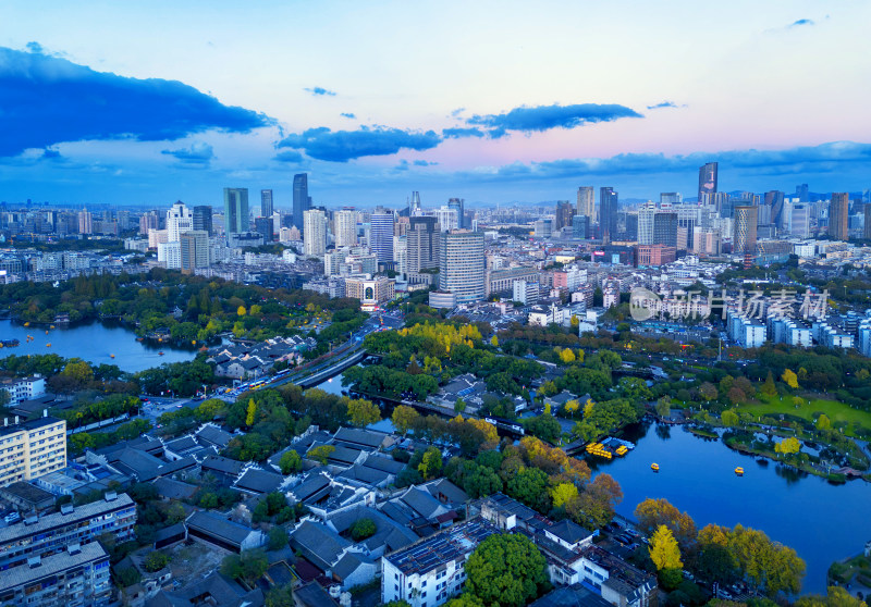 宁波5A级景区月湖航拍风景