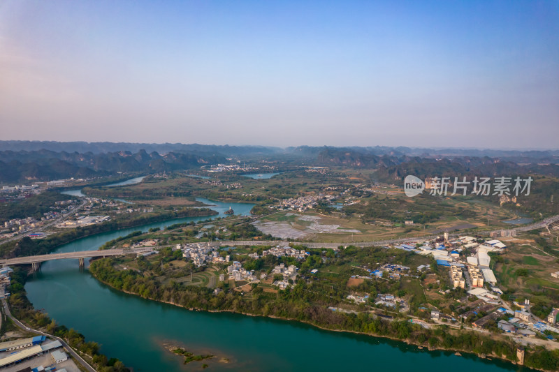 广西崇左市城市风光太平古城航拍摄影图