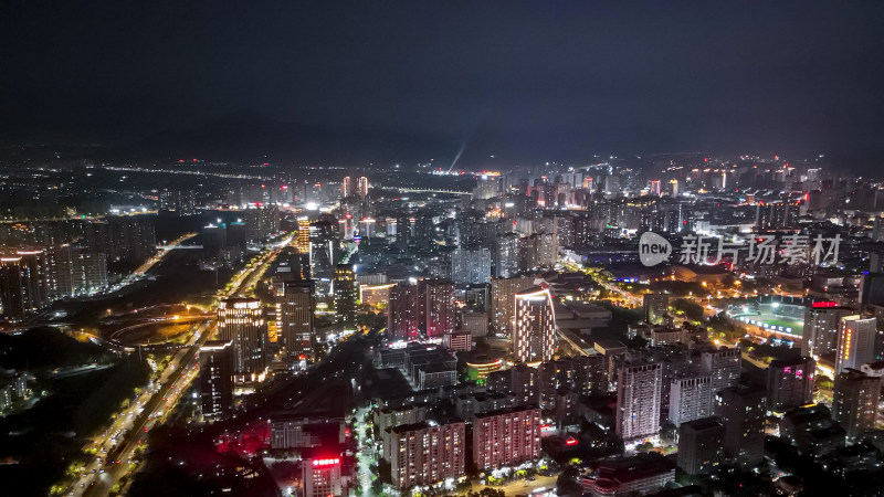 莆田城市大景夜景灯光航拍图