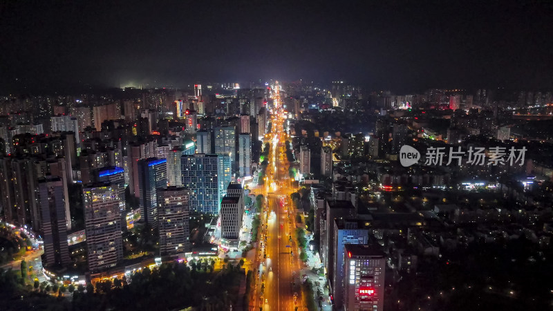 四川内江城市夜景灯光航拍图