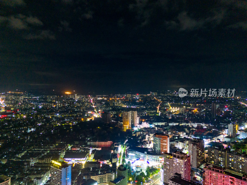 城市夜景灯光万家灯火玉林夜景航拍图