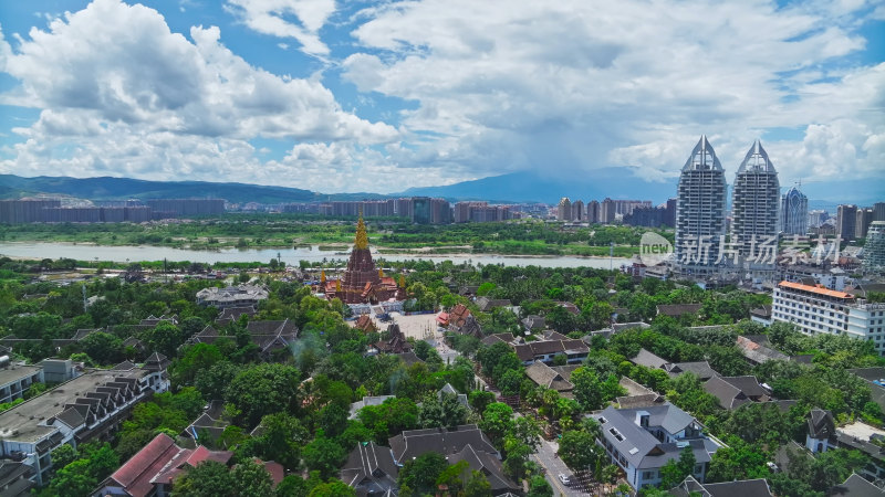 云南西双版纳景洪城市航拍