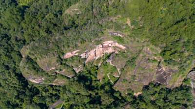 福建泰宁大金湖丹霞地貌航拍图