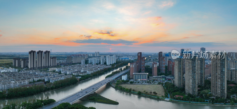 航拍昆山城区建筑风光大景