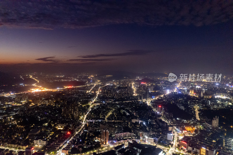 广东江门城市夜景灯光交通航拍摄影图