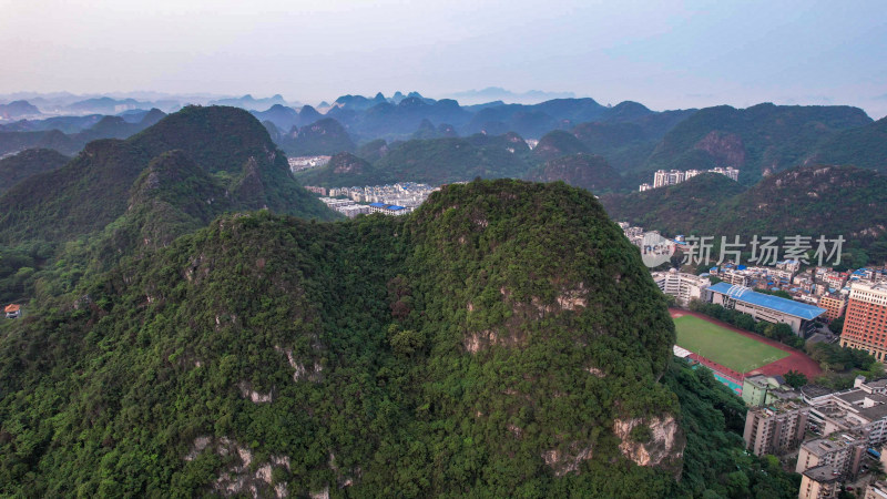 航拍广西柳州马鞍山公园