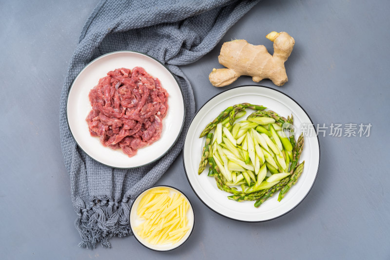 特色中餐川味炒菜芦笋炒牛肉及配料