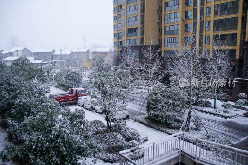 冬日雪景小区景观