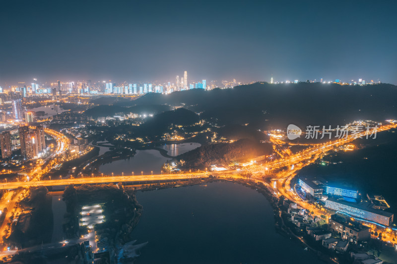 长沙西二环城市快速路夜景航拍