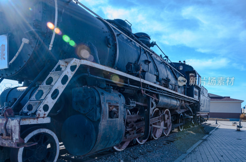 内蒙古呼伦贝尔满洲里国门景区蒸汽老式火车