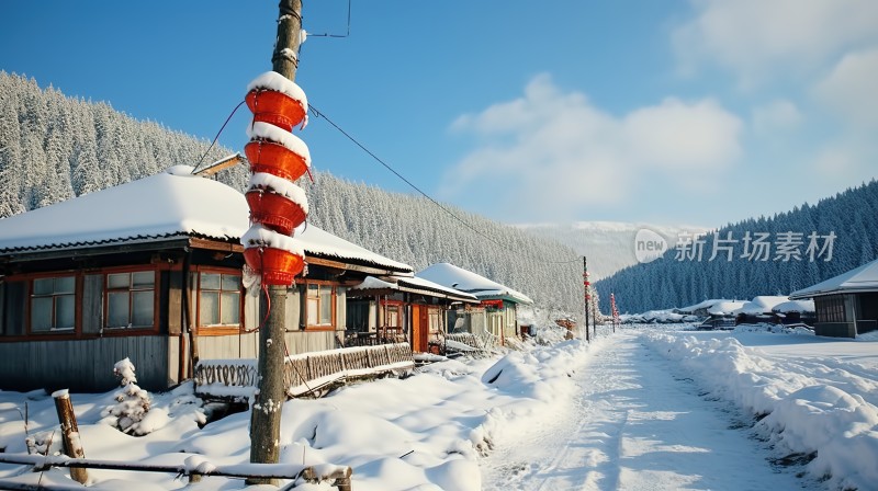 冬季唯美雪景海报背景配图高清摄影图