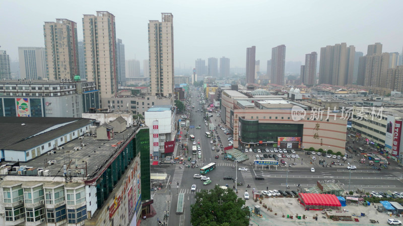 航拍河北邯郸商业街交通大道